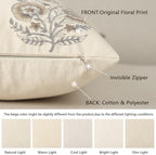 Vintage Floral Print Fall Pillow Covers 22x22 Set of 2 Patterned Accent Decorative Cushion Covers Modern Farmhouse Throw Pillow Covers for Sofa Couch Chair Bed Living Room Home Decor, Light Brown - Image 3