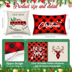 Newwiee 10 Piece Throw Pillows Covers Decorations Snowman Wreath Santa Claus Tree Red Buffalo Plaid Merry Christmas Pillow Covers for Couch Sofa(Plaid) - Image 2