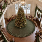 72 Inch Velvet Christmas Vintage Tree Skirt, Olive Green - Image 7