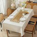 Beaded Table Runner, Glass Bead Dining Decor, 13 x 36 Inches, Gold/Ivory - Image 3
