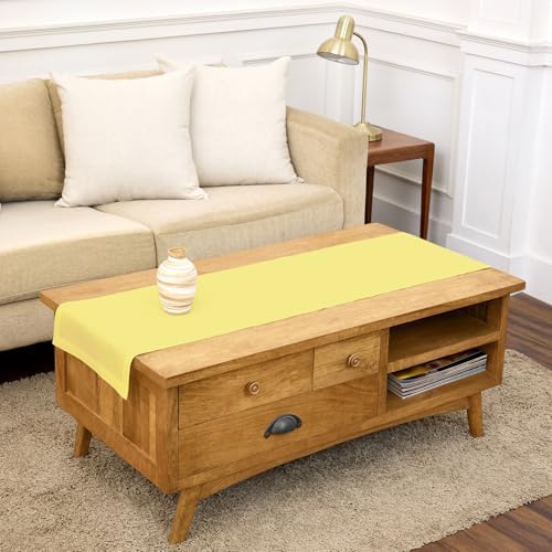 Solino Home 100% Pure Linen Table Runner Sunshine Yellow, Fete 14 x 60 in by SolinoHome