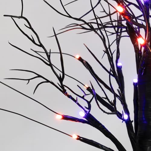 Dazzle Bright 2 Pack 20 Inch Orange & Purple Lighted Halloween Birches Tree Decor, 24 LED Battery Operated Halloween Decorations Artificial Black Spooky Tree with Timer for Indoor Home Party - Image 6