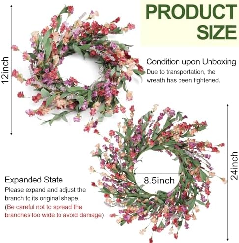 Artgar Front Door Wreath 24 Inch Spring/Summer Wreaths for Front Door - Image 5