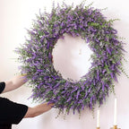 32" Large Artificial Eucalyptus and Lavender Wreath for Front Door(Purple) - Image 5