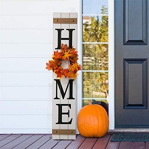 Glitzhome 42”H Wooden HOME Porch Sign with Interchangeable Wreaths for Front Door Vertical Farmhouse Standing Home Sign Hanging Wall Sign for Year Spring Fall Thanksgiving Christmas - Image 4