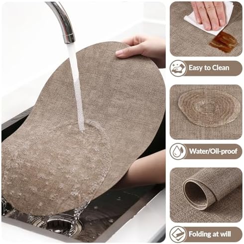 homing Heat Resistant Oval Placemats Set of 8, Light Brown - Image 5