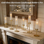 Gold Candlestick Holders Set of 6 Gold Taper Candle Holders for Candlesticks Hurricane Glass Candle Holder Bulk Tall Candle Stick Holder Decor for Fireplace Mantel Thanksgiving Christmas Wedding Table - Image 2