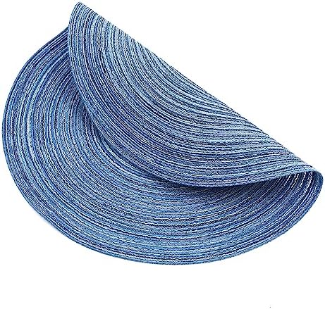 SHACOS Round Braided Placemats Set of 8 Circle Place Mats Cotton Polyester Kitchen Table Mats for Dining Table Wedding Party Decor (Blue Gray, 8) - Image 6