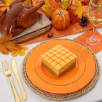 FLOWERCAT 60PCS Orange Plates - Heavy Duty Orange Plastic Plates Disposable for Fall Party & Halloween&Thanksgiving - Serve 30 Guests 10.25inch and 7.5inch - Image 4