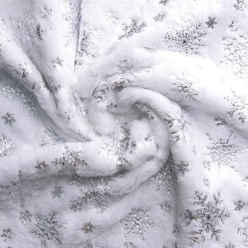 Lanpn Christmas Tree Skirt 60 inch, Xmas Tree Skirt with Snowflake Winter Christmas Tree Mat for Extra Large Artificial Trees Winter Home Party Holiday Indoor Xmas Decor (Silver, 150cm) - Image 4