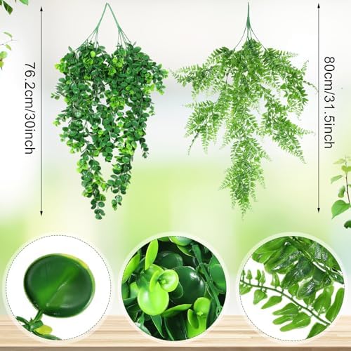 Hoteam 12 Pcs Artificial Hanging Greenery Plants, Eucalyptus,Persian Grass - Image 2