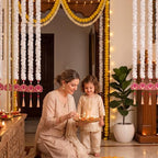 6 Pcs Indian Garland for Decor 33 Inch Lotus Diwali Hanging Decor, White - Image 4
