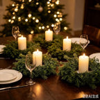 12 PCS Christmas Candle Rings Wreath Artificial Green Norfolk Cedar Mini Candle Ring Holder Small Wreaths for Xmas Cabinets Kitchen Windows Home Wedding Table Centerpiece Door Window Chair Wall - Image 6