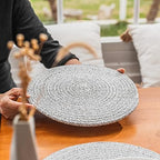 9-Piece Cotton Rope Placemats, Coasters & Holder, Heather Gray - Image 4