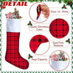 Maitys 5 Pcs Jumbo Christmas Stockings 43 Inch,Plaid Style,Red, Black - Image 3