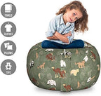 Ambesonne Forest Friends Storage Toy Bag Chair, Design with Monkey Panda Bear and Outline Leaves, Stuffed Animal Organizer Washable Bag, Large Size, Reseda Green Multicolor - Image 2