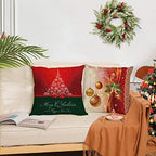YeeJu Set of 4 Christmas Decorative Throw Pillow Covers Christmas Holiday Velvet Pillow Cases Xmas Red Green Cushion Covers Outdoor Sofa Home Bed Decor Home Decorations 26x26 Inch - Image 4