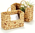 2 Pcs Hanging Magazine Basket, Woven Wall Mail Holder Organizer with Handle by VANEME