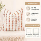 CROWNED BEAUTY Farmhouse Boho Throw Pillow Covers, 20x20, Rust Orange - Image 5