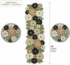 Beaded Table Runner Decore 36 inches Long Christmas Flower Design Beaded Table Runners for Halloween, Christmas, Easter Coffee Tropical ,Combo Pack of Runner and 2 Pack Placemats Grey Multi - Image 5