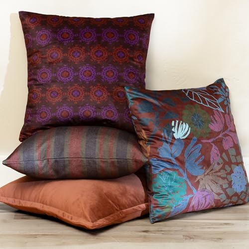 Floral Patterned Decorative Throw Pillow Covers, Set of 4, 18x18 Inch Modern Accent Pillow Covers 4 Pack - Image 3