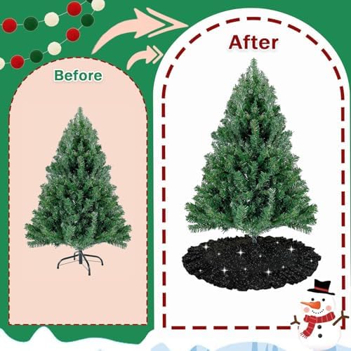 Black Tree Skirt Halloween 45in Sequin Ruffle Christmas Tree Skirt - Image 5