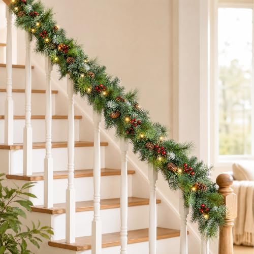 9ft Pre-Lit Artificial Christmas Garland with Lights & Pine Cones - Image 5