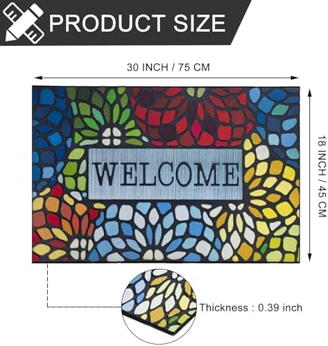 CHICHIC Colorful Welcome Mat, 18x 30 Inch Front Doormat for Home Entrance Outdoors Mat for Outside Entry Way Doormat, Heavy Duty Non Slip Rubber Back Low Profile - Image 3