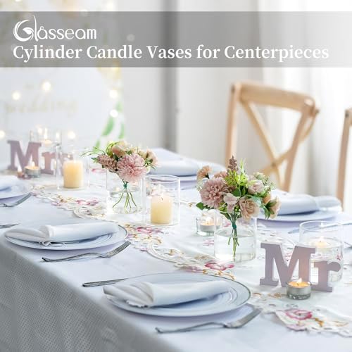 Glasseam Hurricane Glass Candle Holder 6Pcs Cylinder Vases for Centerpiece - Image 2