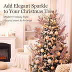66 Pcs Christmas Glitter Picks and Sprays, Rose Gold - Image 4