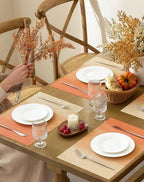 Leetaltree Woven Vinyl Fall Placemats Set of 24, Gradient Burnt Orange - Image 3