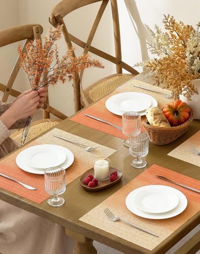 Leetaltree Woven Vinyl Fall Placemats Set of 24, Gradient Burnt Orange - Image 3