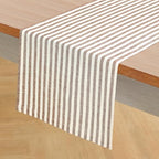 Solino Home 100% Linen Table Runner, 14 x 90 in, Brown and Cream Striped - Image 2
