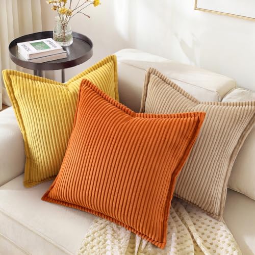 decorUhome Fall Corduroy Burnt Orange Throw Pillow Covers 26x26 Set of 2 - Image 5