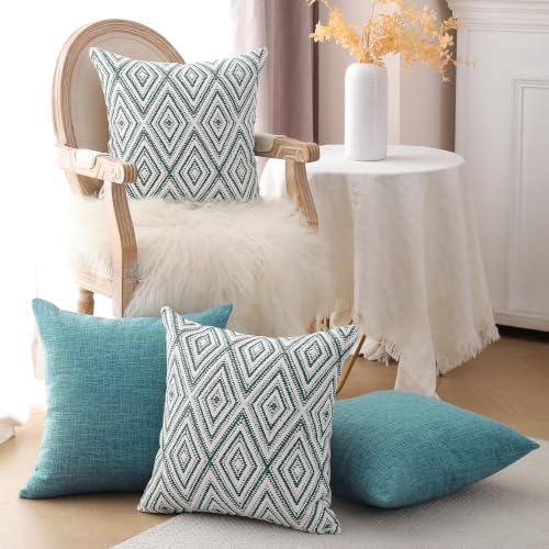 HPUK Throw Pillow Covers 18x18, Set of 4, Aqua Blue Couch Pillow Covers - Image 3