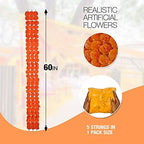 10 PC - 5 feet Marigold Garland |Indian/American Wedding Party Mantle Decoration, Faux Garlands Wedding Garland, Diwali Decoration, Spring Bush Floral! (Golden Yellow (Light Orange)) - Image 6