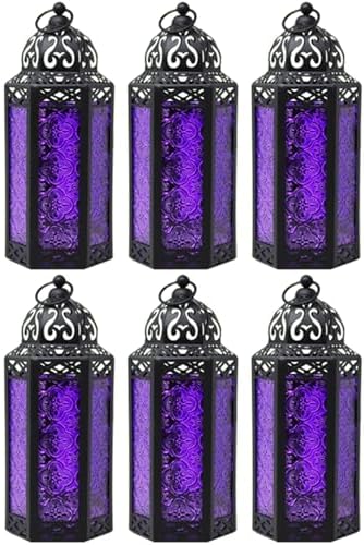 Vela Lanterns Decorative Indoor Gothic Candle Holders, Purple, M, 6-Pack by VelaCandleLanterns
