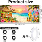 ANNA QUEEN 7x16 ft Garage Door Banner,Reusable Large Outdoor Backdrop for Tropical,Patriotic,Graduation and Christmas Party Decorations (Hawaiian Tropical Beach) - Image 2