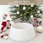 Foilswirl Knit Christmas Tree Collar Cream Diamond Knitted Skirt 23-28in - Image 5