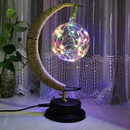 LED Decorative Enchanted Lunar Lamp with USB Power,Table Lamp Lunar Crescent Ramadan Lamps Bedside Night Lights Gifts Suitable for Christmas Birthday 5.5 * 5.1 * 11inch（Round Ball Color） - Image 5