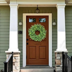 26" Large Artificial Eucalyptus Wreath, for Front Door Decor(Green) - Image 2