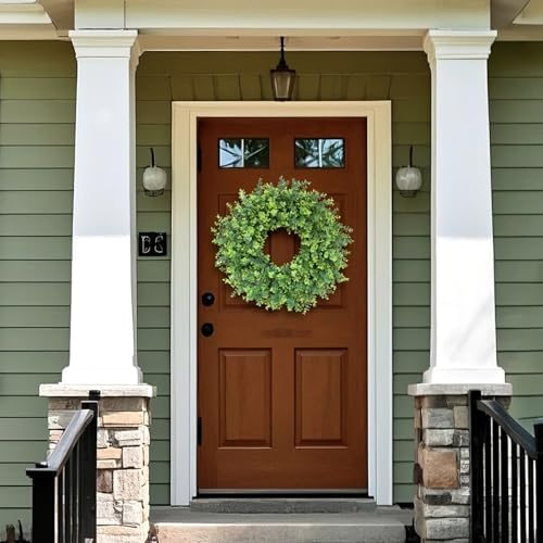 26" Large Artificial Eucalyptus Wreath, for Front Door Decor(Green) - Image 2