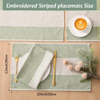 6 Sets Sage Green Table Runner and Placemats Set - Image 2