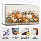 WAXWHELK Pumpkin Fall Canvas Wall Art, Autumn Thanksgiving Rustic Farmhouse Painting Pictures, Floral Pumpkin Artwork for Living Room Bedroom Home Decor (30"x60") - Image 6