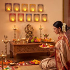 DoubleFill 20pcs Diwali Wooden Candle Holders for Wall Decor, Floral Lotus - Image 5