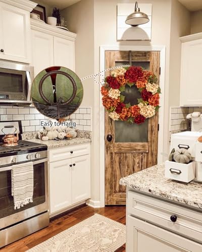 Fall Wreaths for Front Door 24 inch Autumn Wreath with Hydrangeas Berries - Image 4