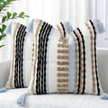 NUYECY Boho Throw Pillow Covers 18x18 Aesthetic Neutral Boucle Couch Pillow Cover Rainbow Striped Decorative Accent Pillow Case for Couch Bed Sofa Farmhouse Bedroom,Modern Funky,Set of 2 Khaki by NUYECY