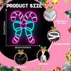 Pink Candy Canes Neon Sign Candy Christmas Neon Sign for Wall Decor Pink Christmas Decor Led Sign with Bow Xmas Neon Light Up Signs for Window Bedroom Holiday Xmas Party Home Decoration Gift Winter - Image 3