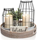 Rustic Farmhouse Lantern Decor Set of 2 - Stylish Decorative Lanterns by KIBAGA