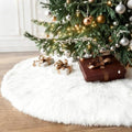 60 Inch White Faux Fur Christmas Tree Skirt Plush Xmas Tree Base Cover by BSSN